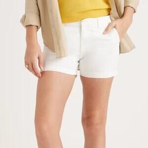 Quince Organic Stretch Cotton Chino Shorts Women's Size 6 Ivory NWT